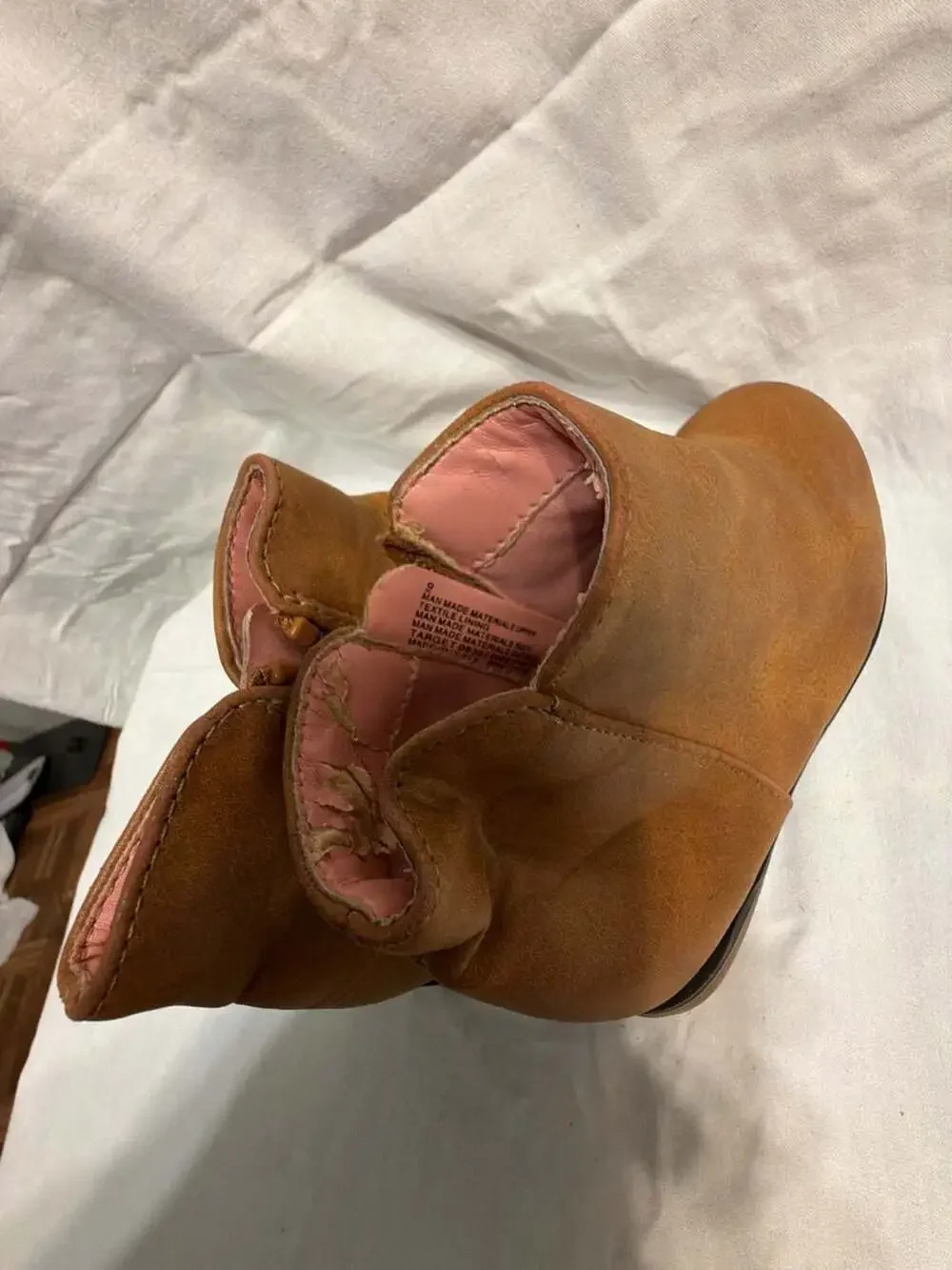 Cat & Jack Girls' Cognac Brown Zip-Up Ankle Boots